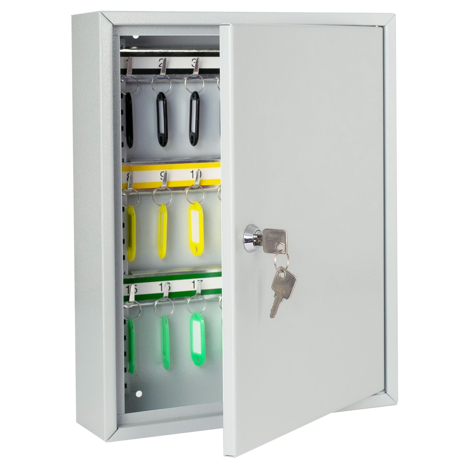 HMF 13542-07 Schl&uuml;sselschrank, 42 Haken, 35 x 27 x 8 cm, Lichtgrau - Bild 1