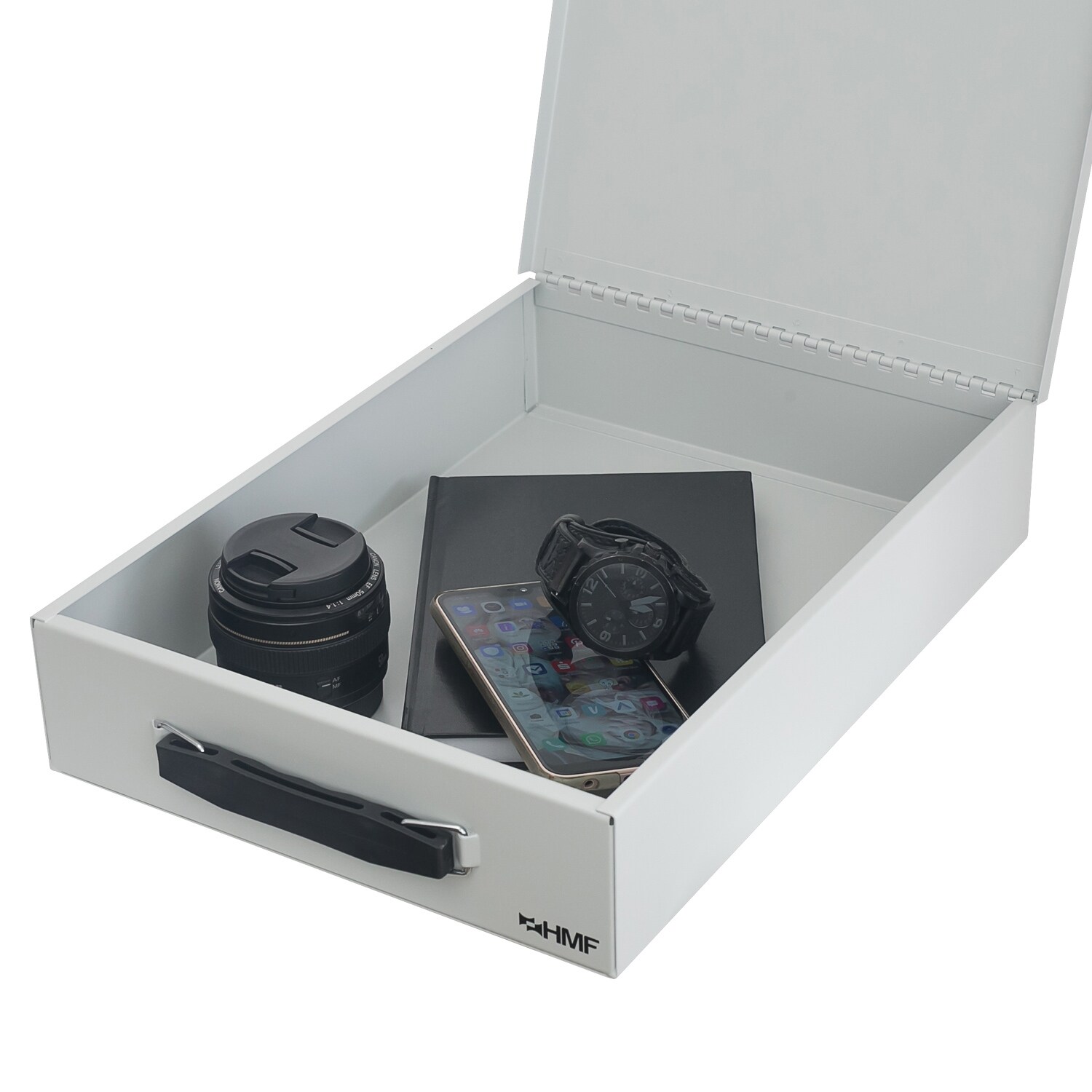 HMF 1413-07 Dokumentenkassette mit Zahlenschloss, DIN A4, 37,5 x 26,5 x 8 cm, Lichtgrau | 04010537141370