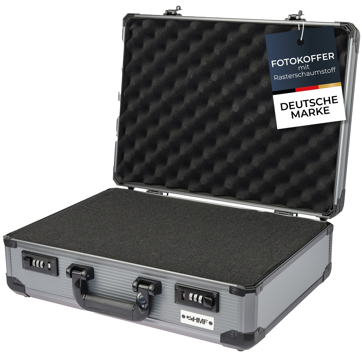 HMF 14402-02 Alu Fotokoffer, Waffenkoffer mit Rasterschaumstoff, 46 x 33 x 15 cm - Bild 1