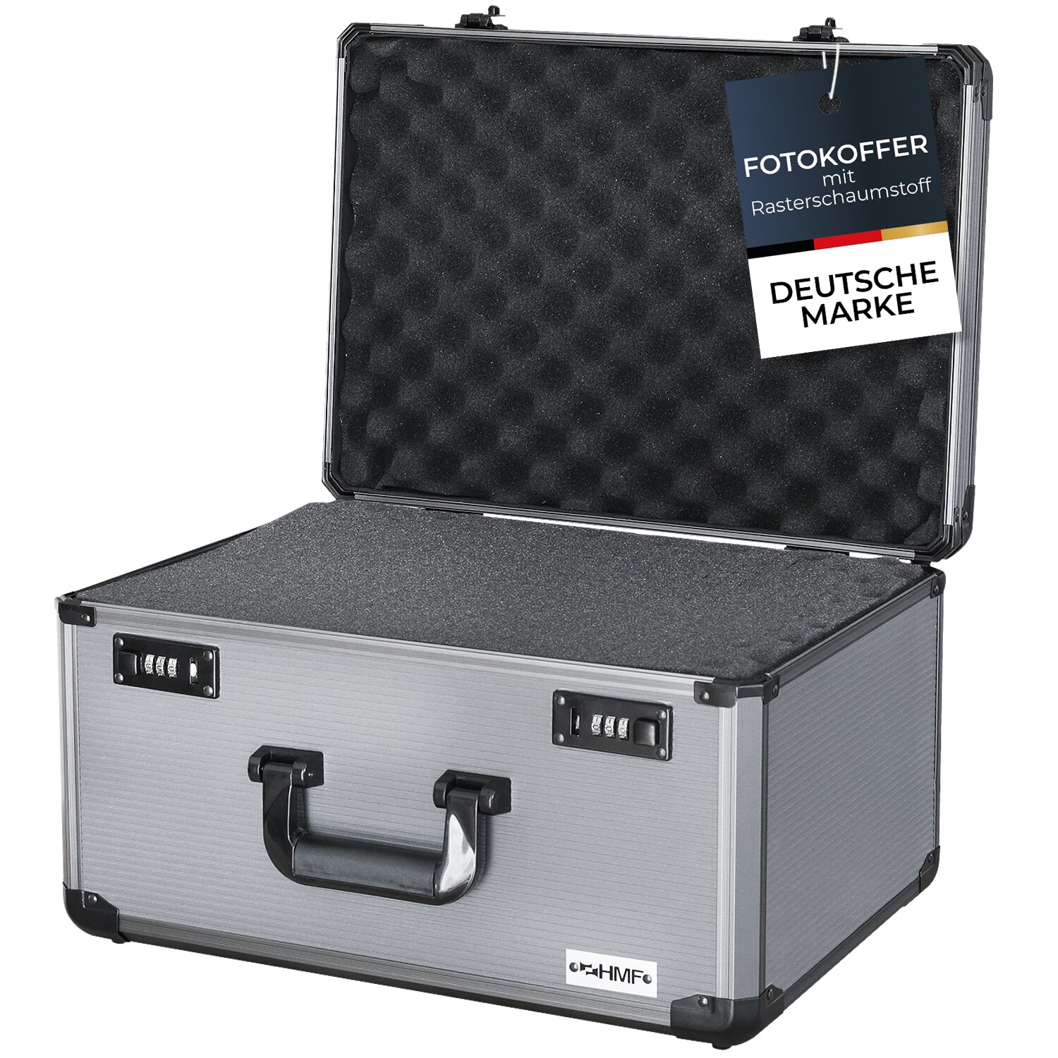 HMF 14412-02 Alu Fotokoffer, Miniaturenkoffer mit Rasterschaumstoff, 46 x 33 x 26 cm - Bild 1