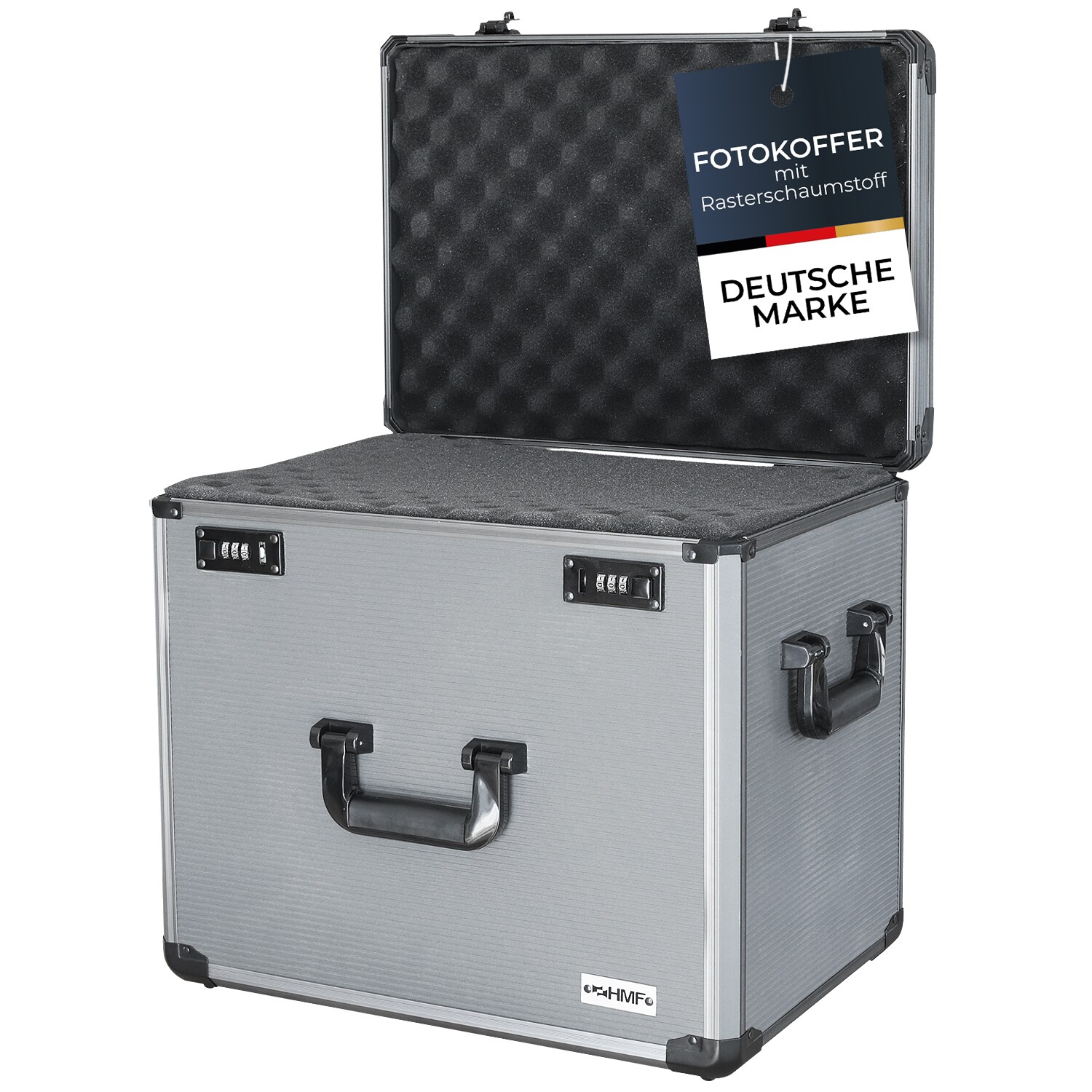 HMF 14422-02 Alu Fotokoffer, Miniaturenkoffer mit Rasterschaumstoff, 46 x 33 x 41 cm - Bild 1
