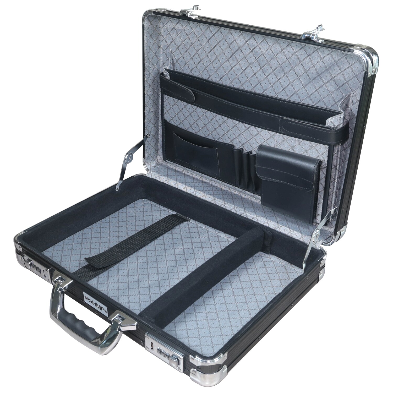 HMF 14651-02 Alu Aktenkoffer Herren, Zahlenschloss, 45 x 33 x 11 cm, schwarz | 04010537146528