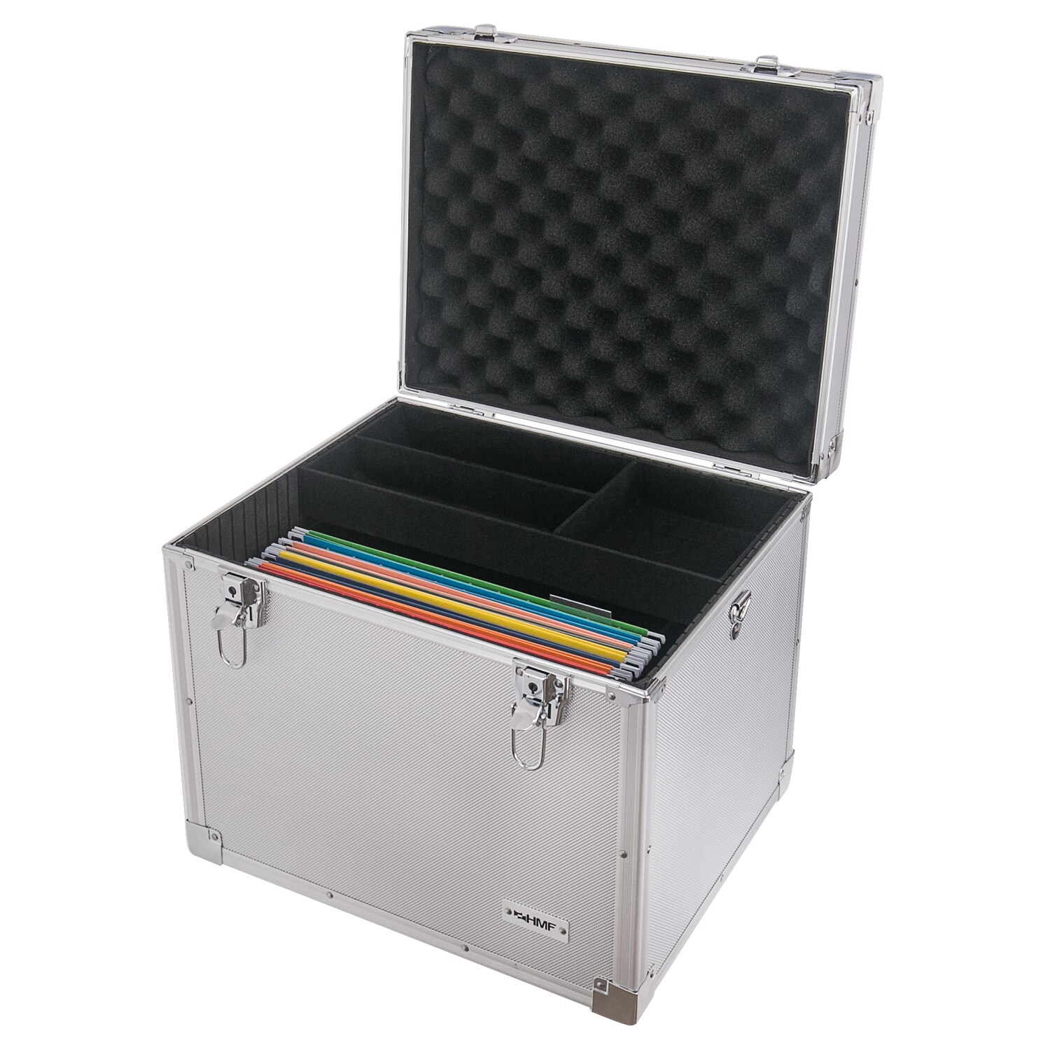 HMF 14812-02 Hängeregister Box, Alukoffer für DIN A4 Hängemappen, 41 x 33 x 36 cm | 04010537149024