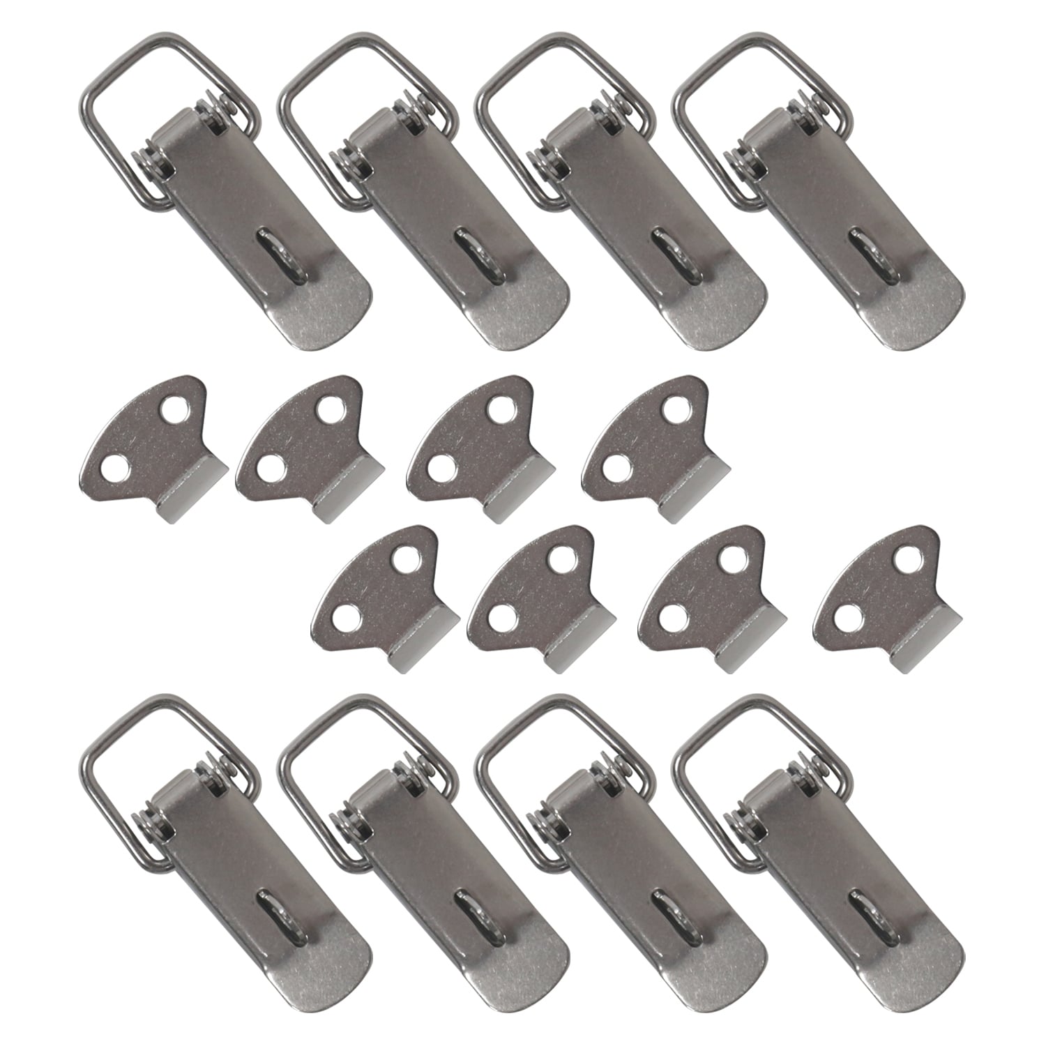 HMF 14980-09 Edelstahl Spannverschluss mit Schloss&ouml;se, 8 St&uuml;ck, 27 x 75 mm, Silber - Bild 1