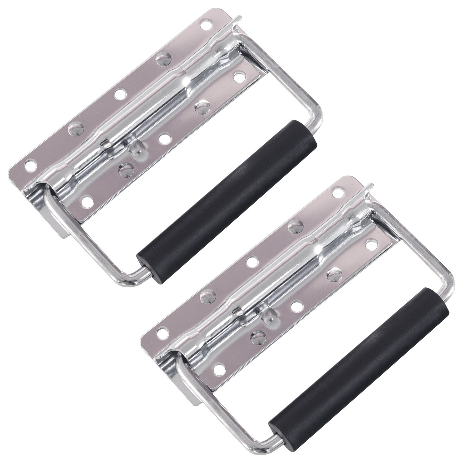 HMF 14990-09 Klappgriff f&uuml;r Kisten, 2er Set, Gefedert, 12,5 x 4 cm, Silber verzinkt - Bild 1