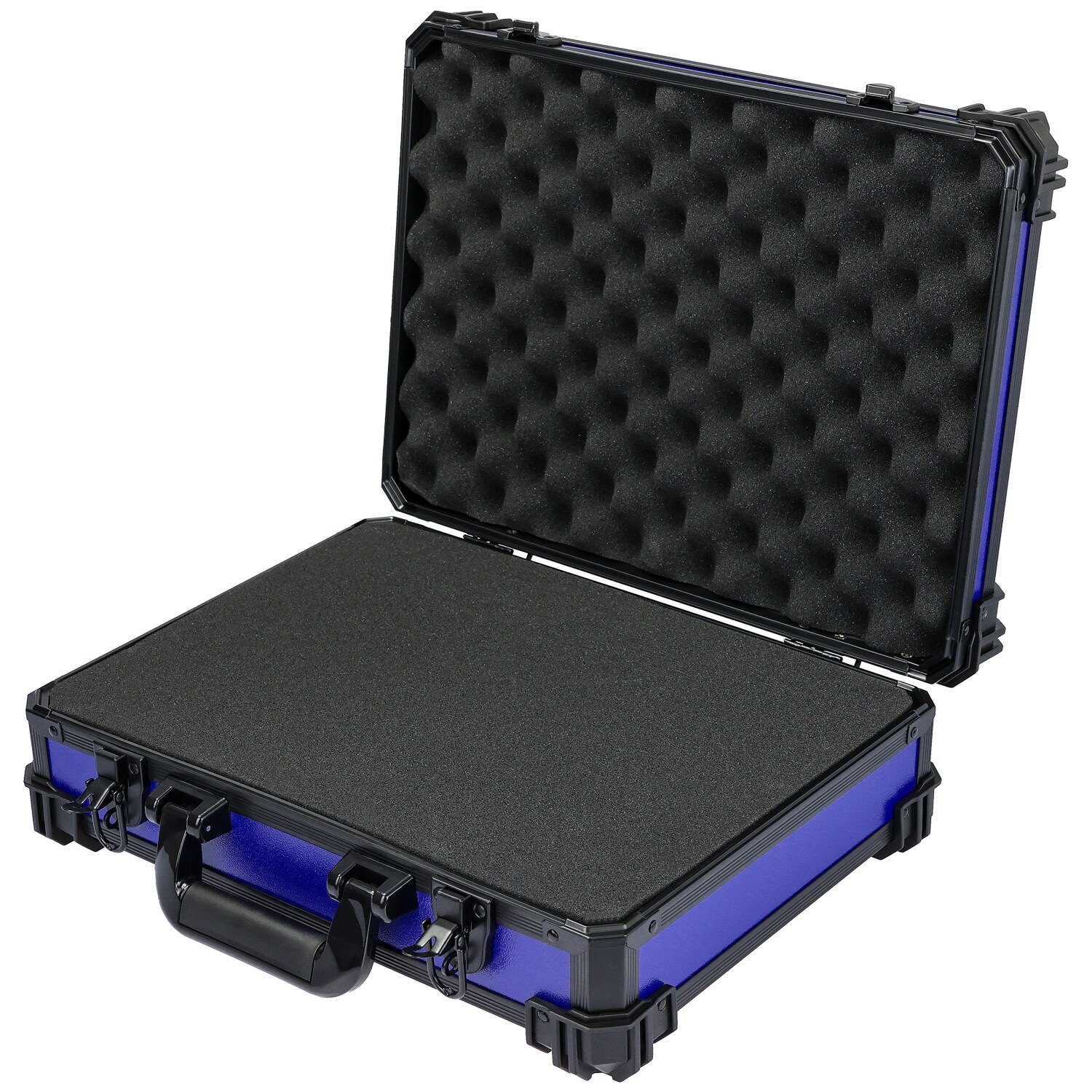 HMF 15502-05 Transportkoffer mit Rasterschaumstoff, Universalkoffer, 39 x 29 x 12 cm, Blau | 04010537155230
