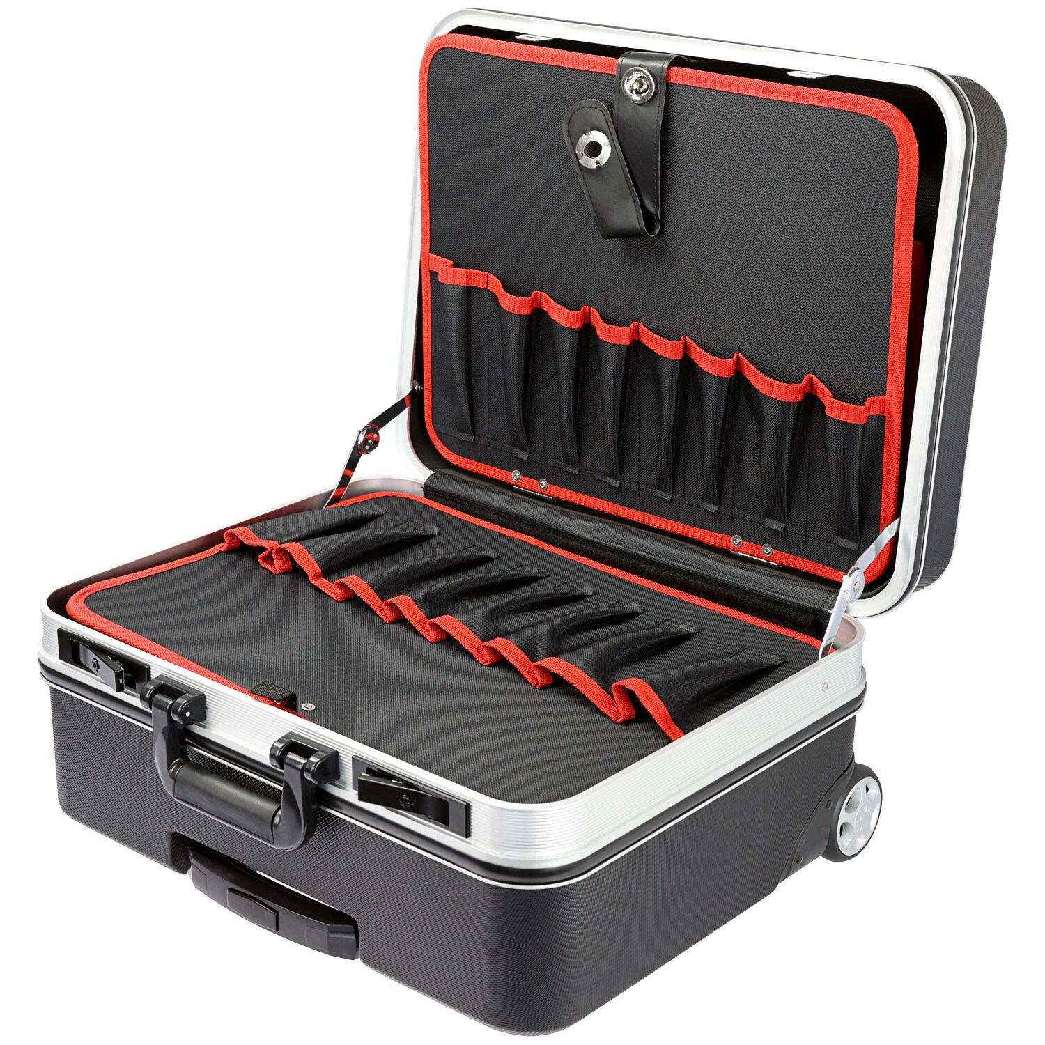 HMF 15602-02 Werkzeugtrolley leer, Werkzeugkoffer aus ABS-Kunststoff mit Rollen, 47 x 40 x 24,5 cm | 04010537156220