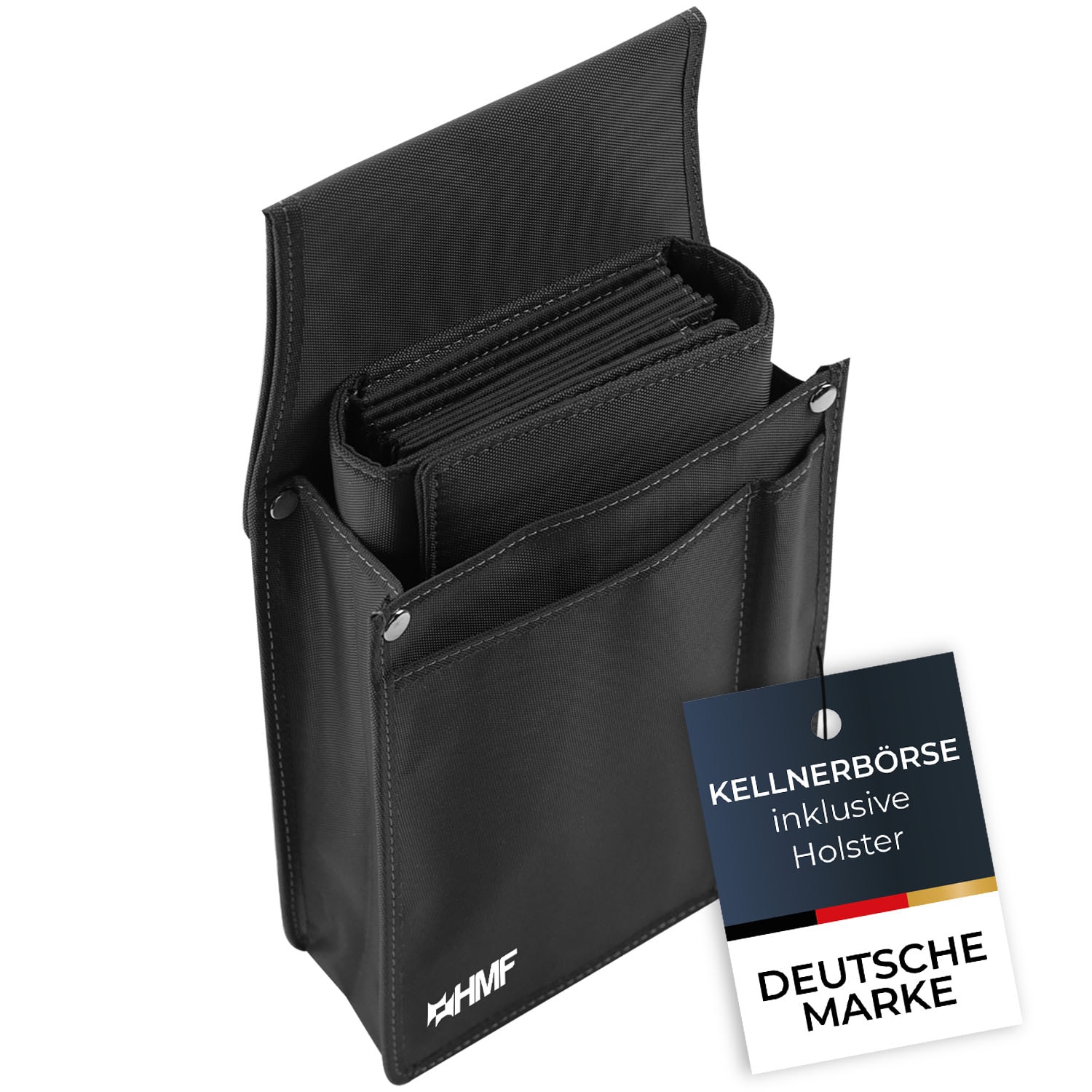 HMF Kellner Geldb&ouml;rse mit Kellnertasche, Kellnerportemonnaie Set, 14 x 26 x 5,5 cm, Schwarz - Bild 1