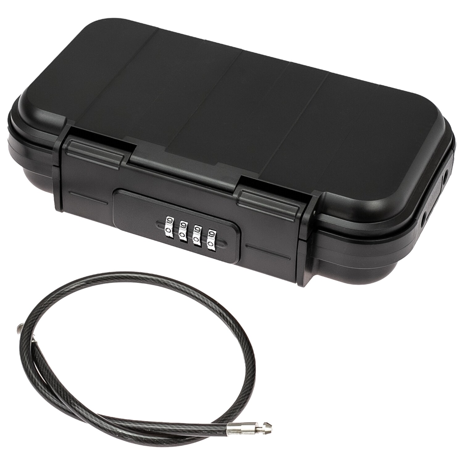 HMF 318-02 Tragbarer Safe mit Zahlenschloss, wasserdichter Mini Tresor mit Drahtseil, 23,5 x 14,5 x 5,8 cm | 04010537318024