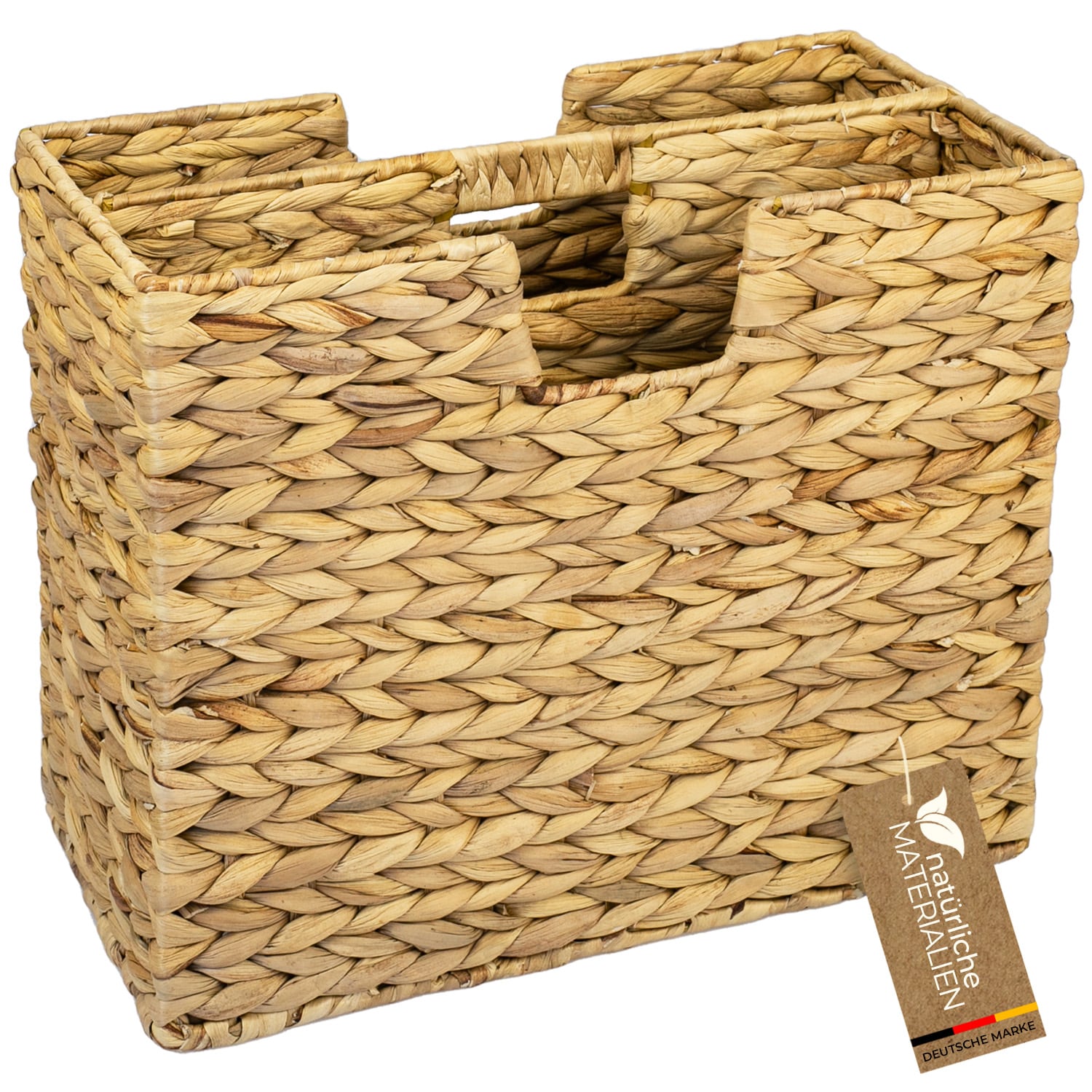 HMF Zeitungsst&auml;nder, Zeitungskorb geflochten aus Wasserhyazinthe, 2 F&auml;cher, 40 x 20 x 33 cm - Bild 1