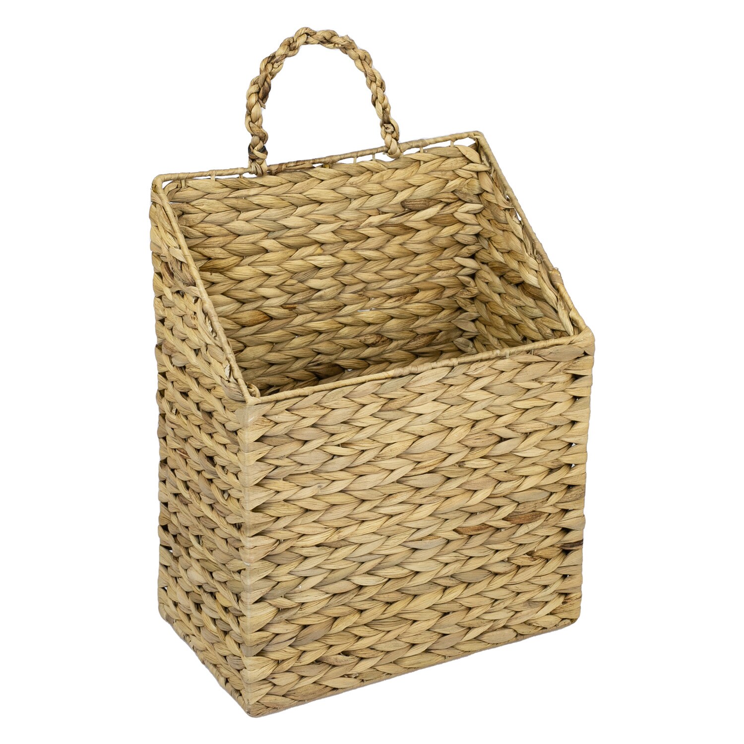 HMF Hängekorb geflochten aus Wasserhyazinthe, Zeitungskorb zum Aufhängen, 30 x 17,5 x 38 cm | 04010537372200