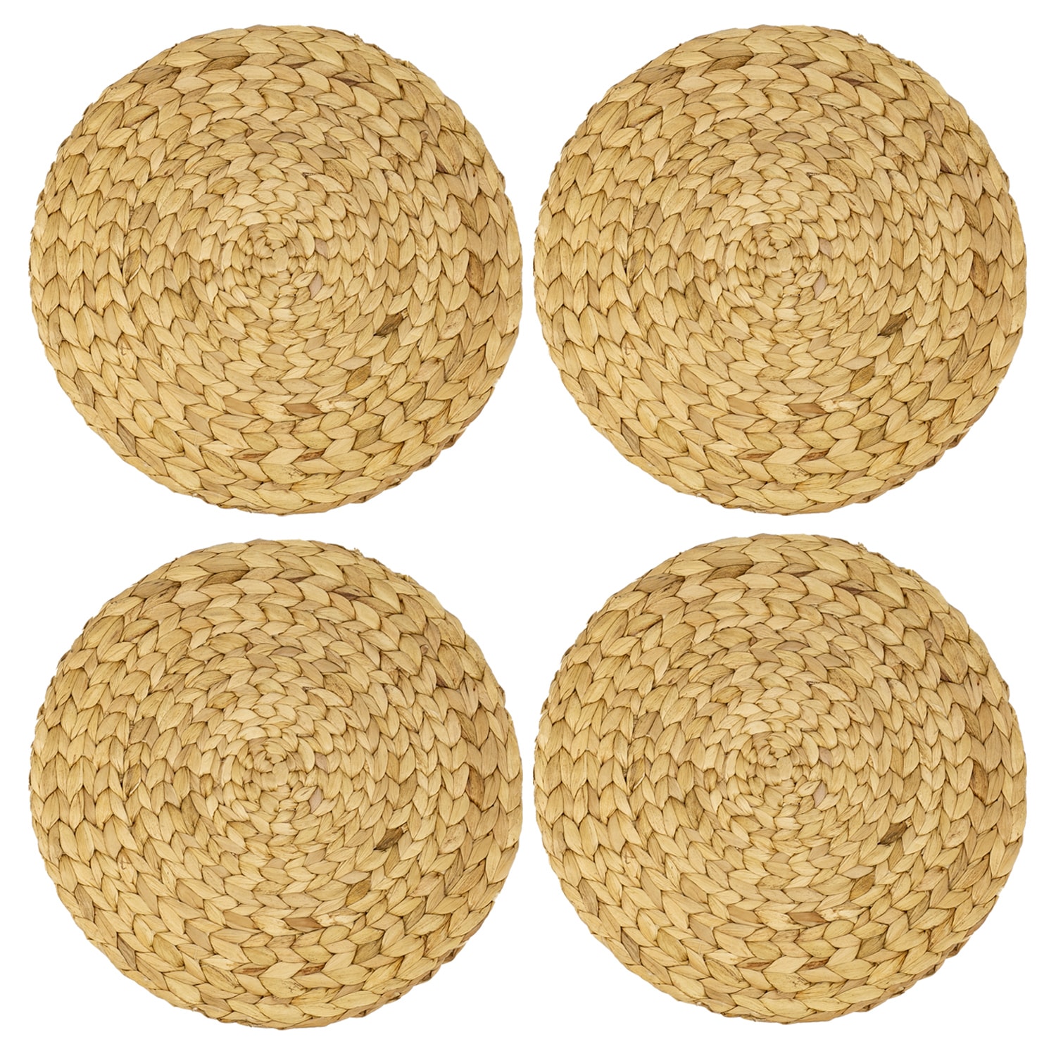 HMF Tischset rund geflochten aus Wasserhyazinthe, Platzset abwaschbar, 4er Set, 35 cm - Bild 1