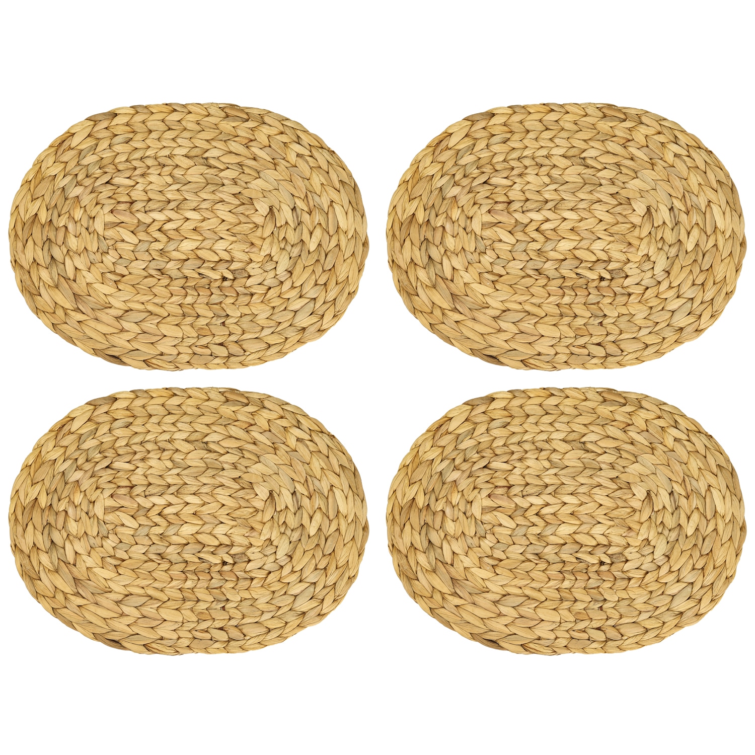 HMF Tischset oval geflochten aus Wasserhyazinthe, Platzset abwaschbar | 4er Set | 40 x 30 cm - Bild 1