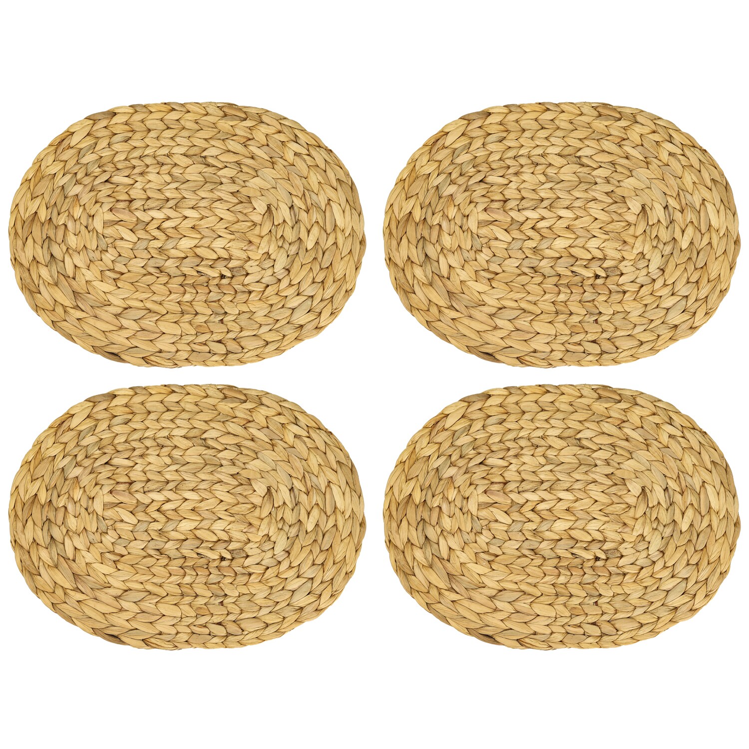 HMF Tischset oval geflochten aus Wasserhyazinthe, Platzset abwaschbar   4er Set   40 x 30 cm | 04010537372330