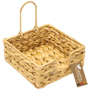 HMF Serviettenhalter geflochten aus Wasserhyazinthe, Serviettenständer mit Sicherungsklemme, 19 x 19 x 8 cm - Bild 1