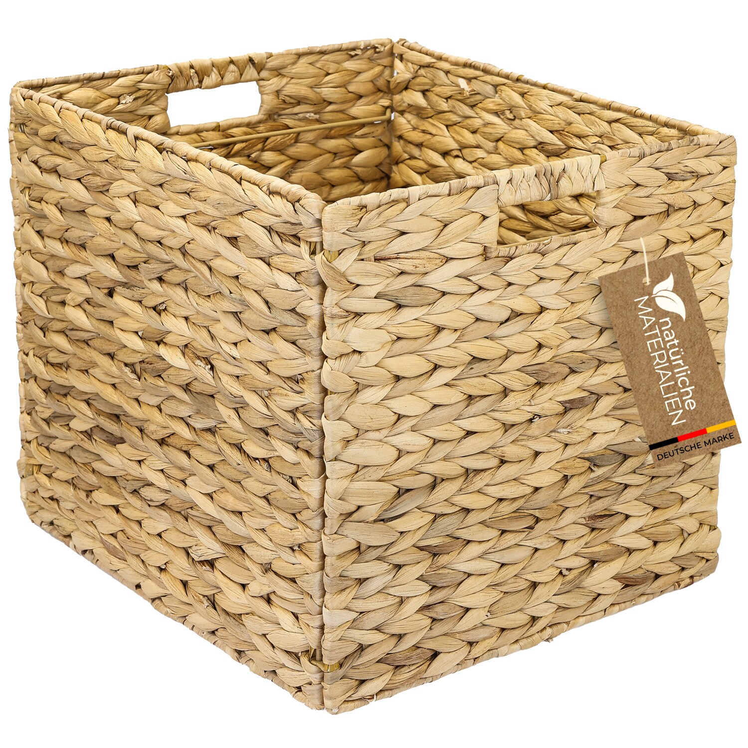 HMF Aufbewahrungskorb für DIN A4 Hängeregister, Korb geflochten aus Wasserhyazinthe, passend zu Kallax, 33 x 38 x 32 cm | 04010537637248