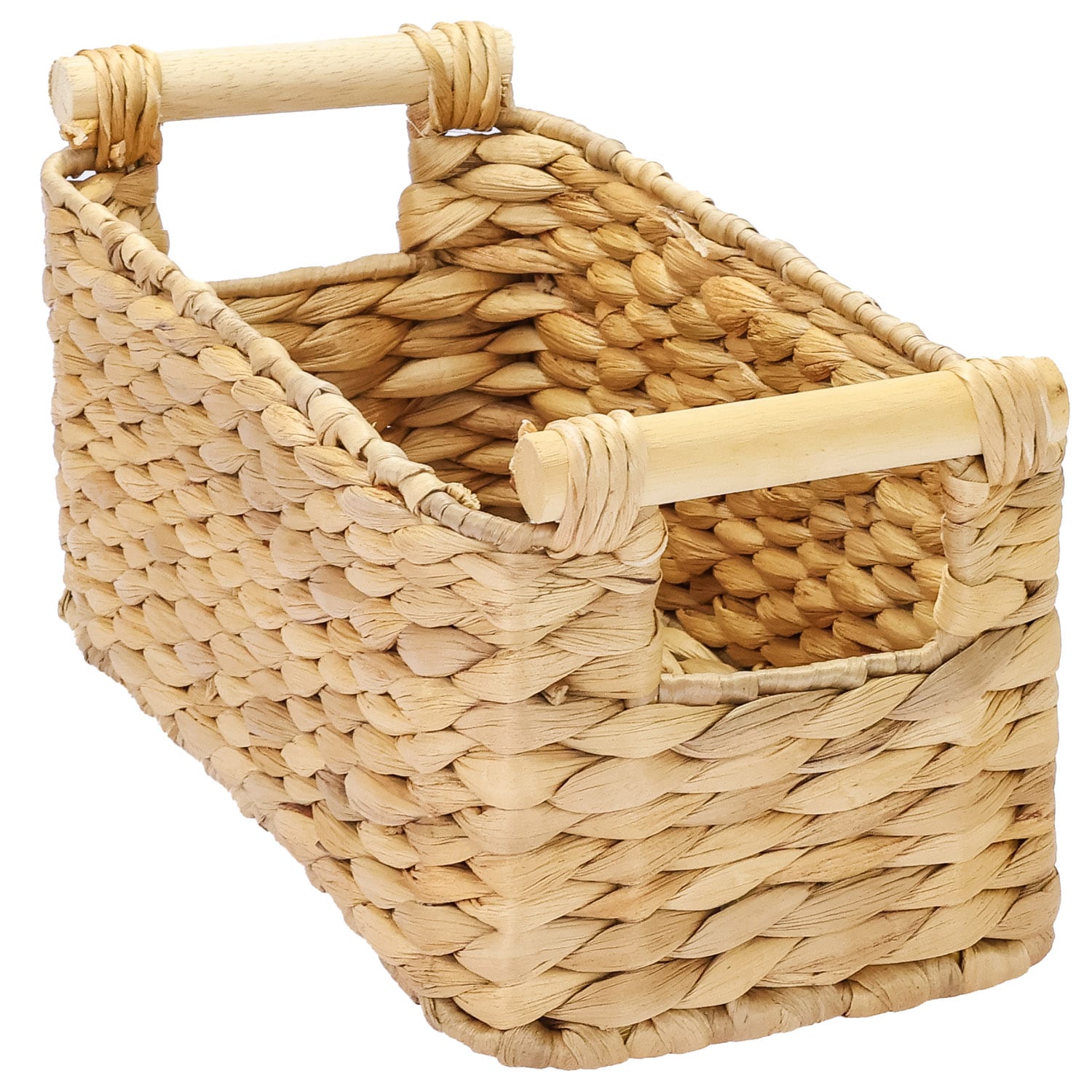 HMF 37279 Aufbewahrungskorb Badezimmer, Korb geflochten aus Wasserhyazinthe mit Holzgriffen, 30 x 15 x 13 cm oder 37 x 22 x 20 cm - Bild 1