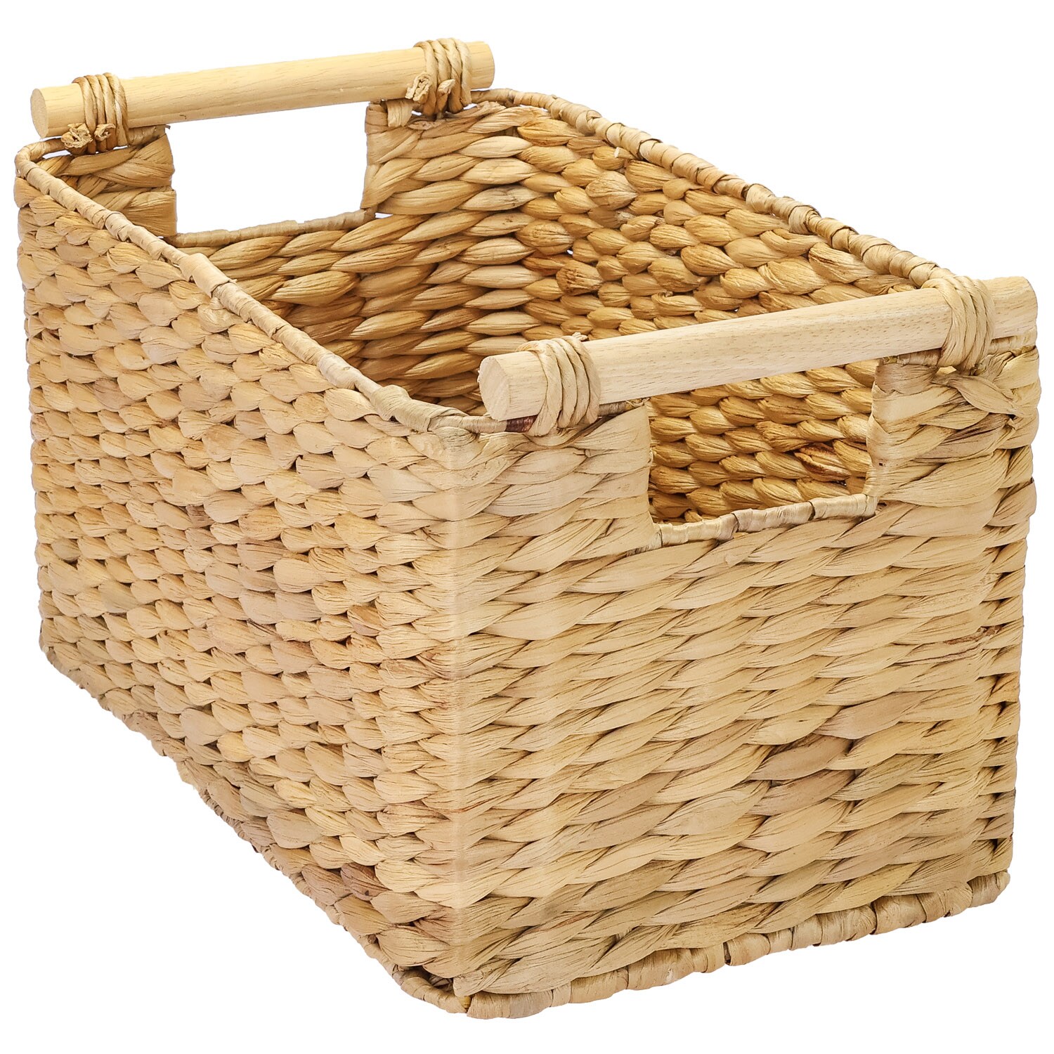 HMF 37279 Aufbewahrungskorb Badezimmer, Korb geflochten aus Wasserhyazinthe mit Holzgriffen, 30 x 15 x 13 cm oder 37 x 22 x 20 cm - Bild 1
