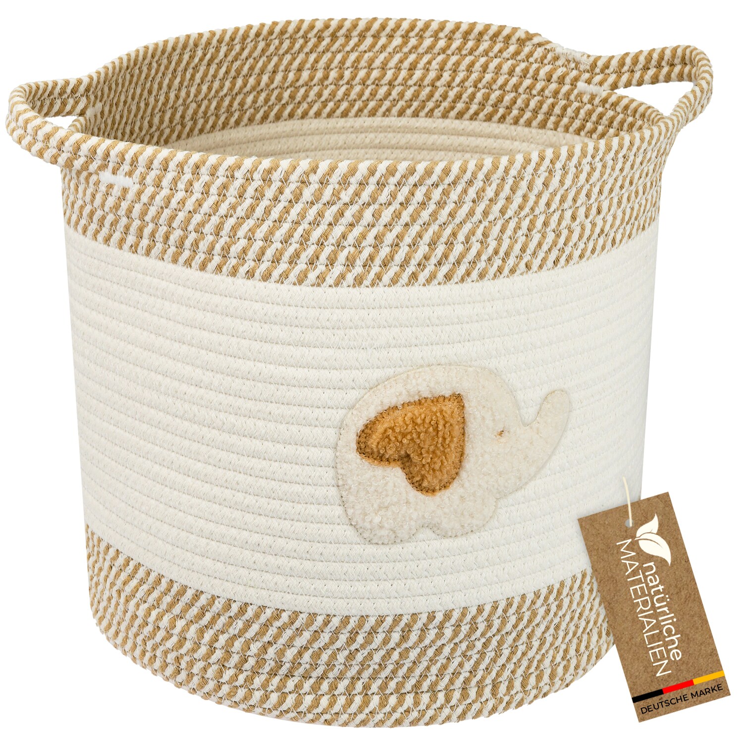 HMF Aufbewahrungskorb mit Griffen, Korb f&uuml;r Kinderzimmer aus Baumwolle, Elefant, 30,5 x 30,5 cm - Bild 1