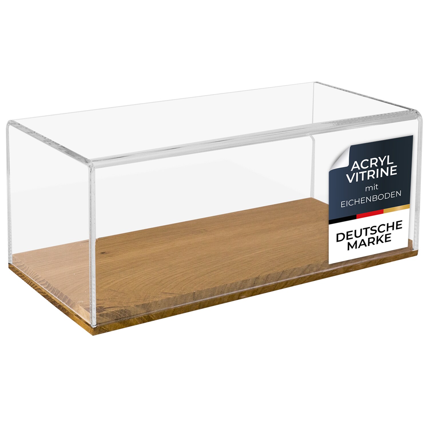 HMF 46874 Acryl Vitrine / Schaukasten mit Holzsockel für Modellautos, 34 x 16 x 14 cm, Transparent | 04010537468743
