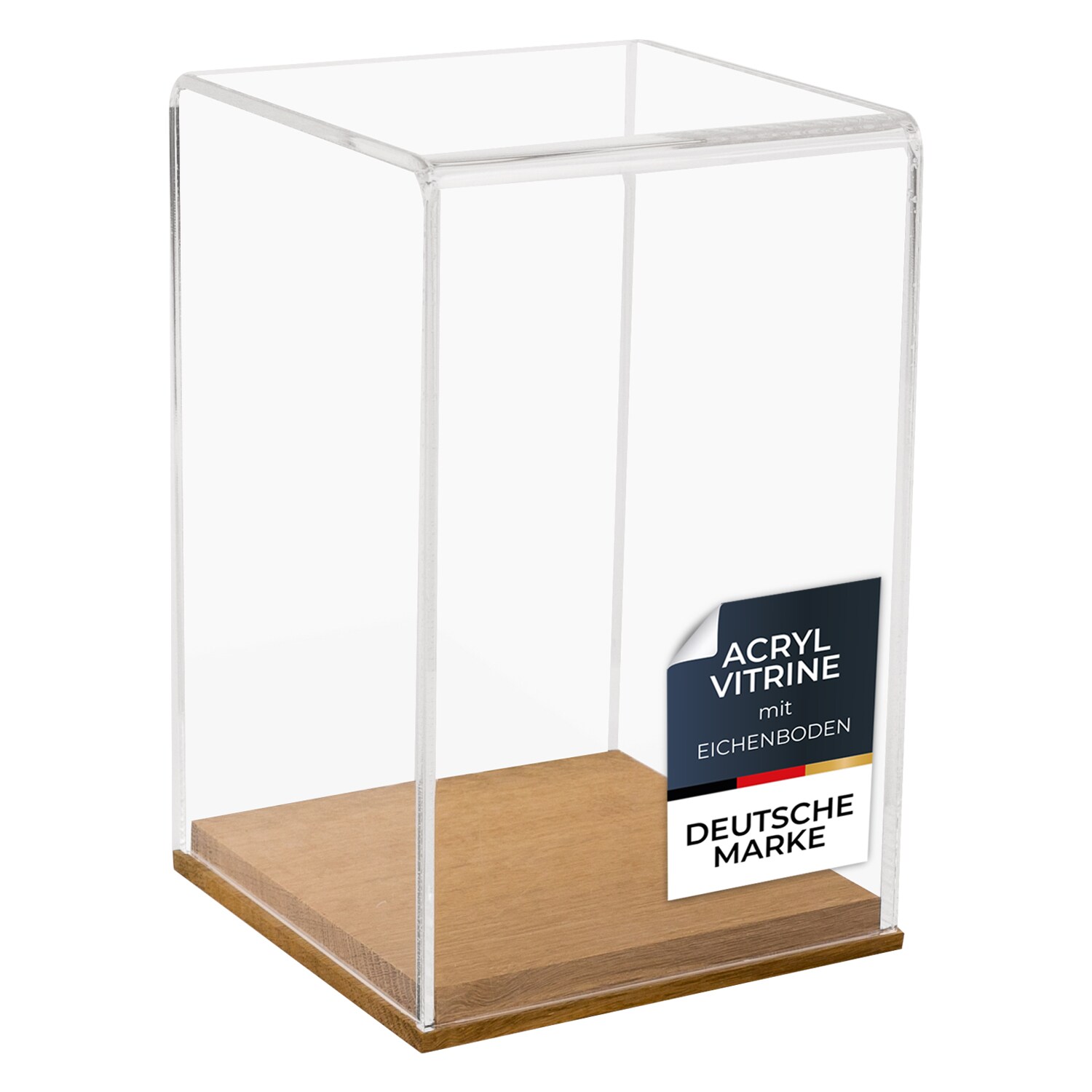HMF 46881 Acryl Vitrine / Schaukasten mit Holzsockel für Figuren, 14 x 14 x 22 cm, Transparent | 04010537468811