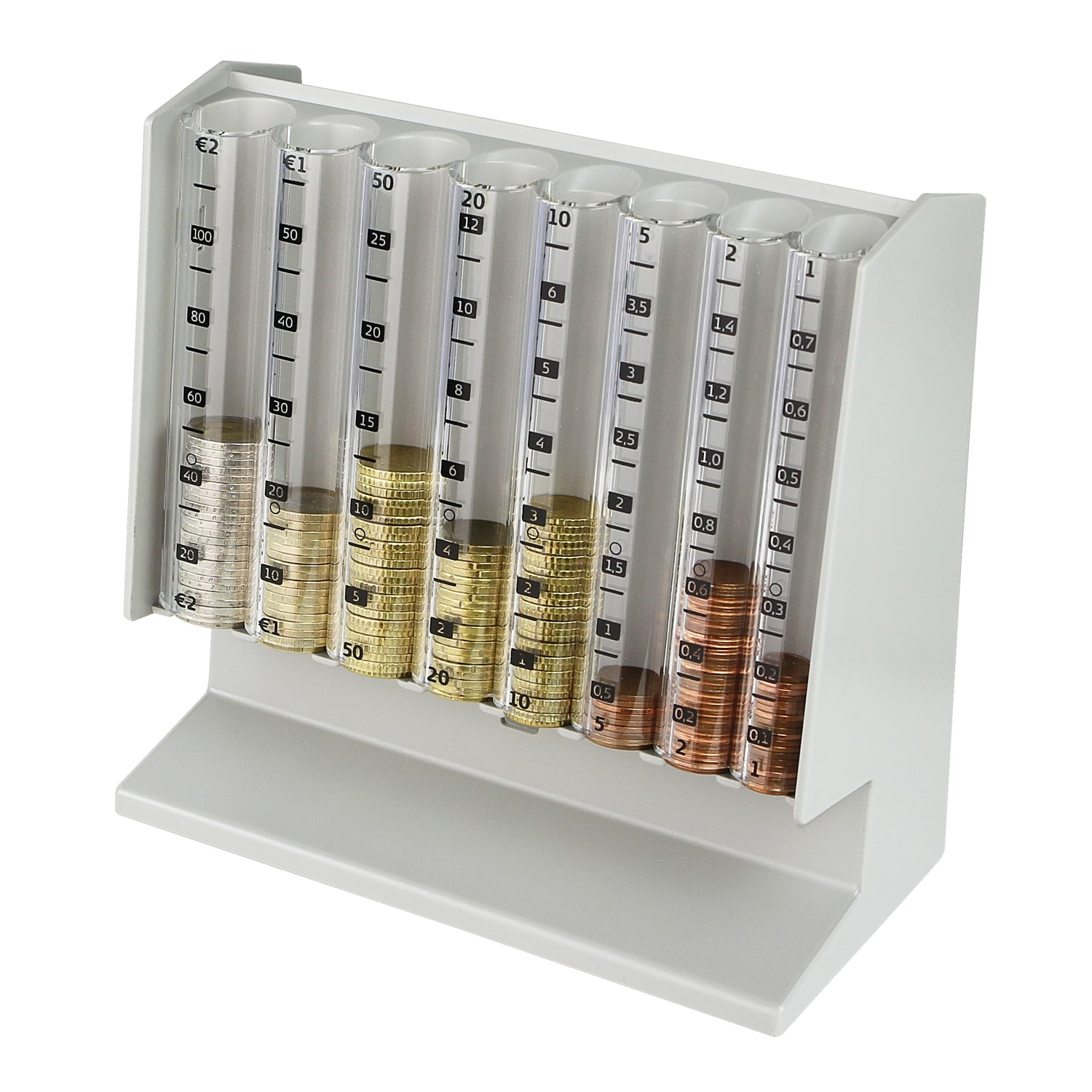 HMF 4700-07 M&uuml;nzsortierer Spardose, Euro, 21 x 19,5 x 10 cm, Lichtgrau - Bild 1