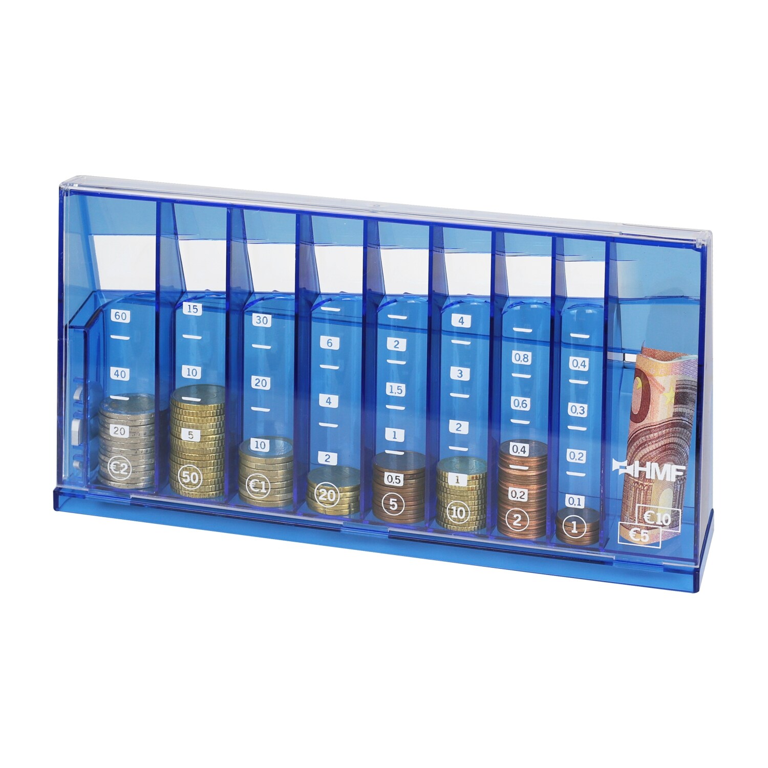 HMF 4710-05 Münzsortierer Euro Spardose 24 x 5 x 12 cm, Blau | 04010537471057