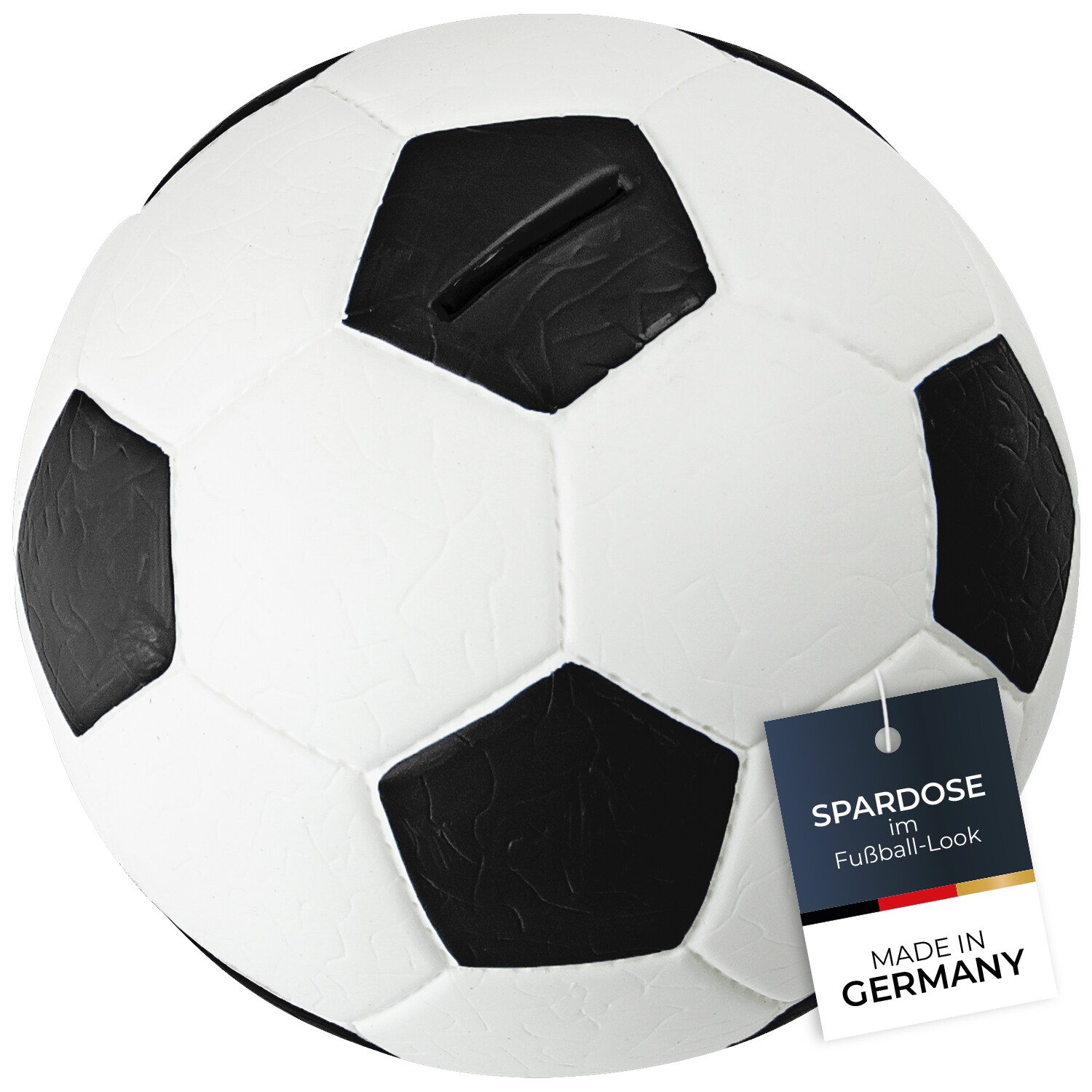 HMF 4790-01 Spardose Fu&szlig;ball Lederoptik 15 cm Durchmesser, Schwarz Wei&szlig; - Bild 1