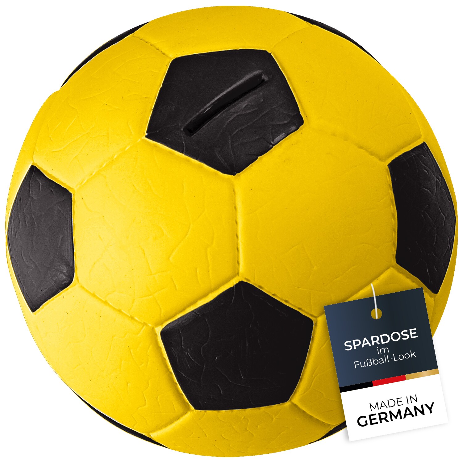 HMF 4790-17 Spardose Fußball Lederoptik 15 cm Durchmesser, Schwarz Gelb | 04010537479107