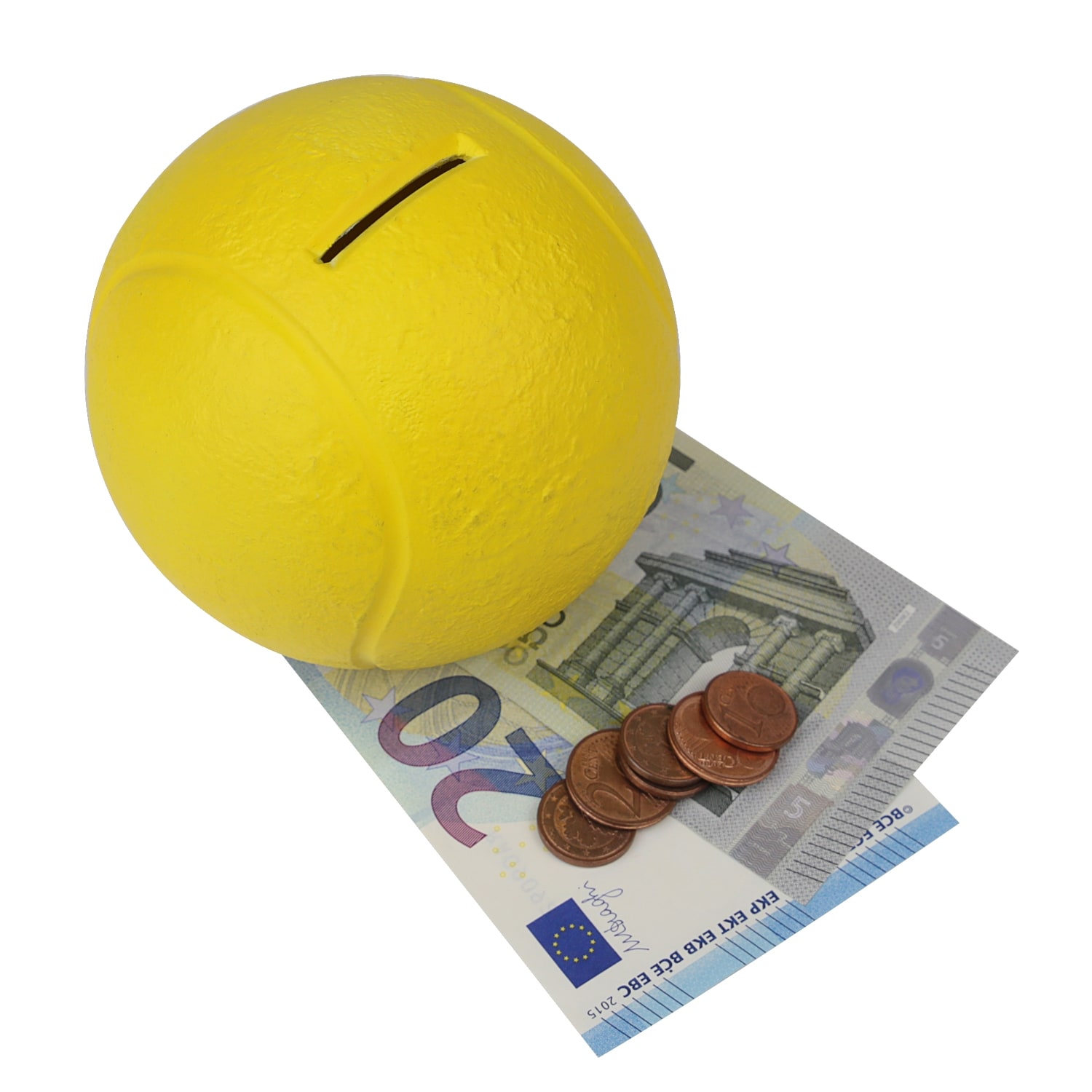 HMF 48910 Spardose Tennisball mit Schl&uuml;ssel, Durchmesser 10 cm, Gelb - Bild 1