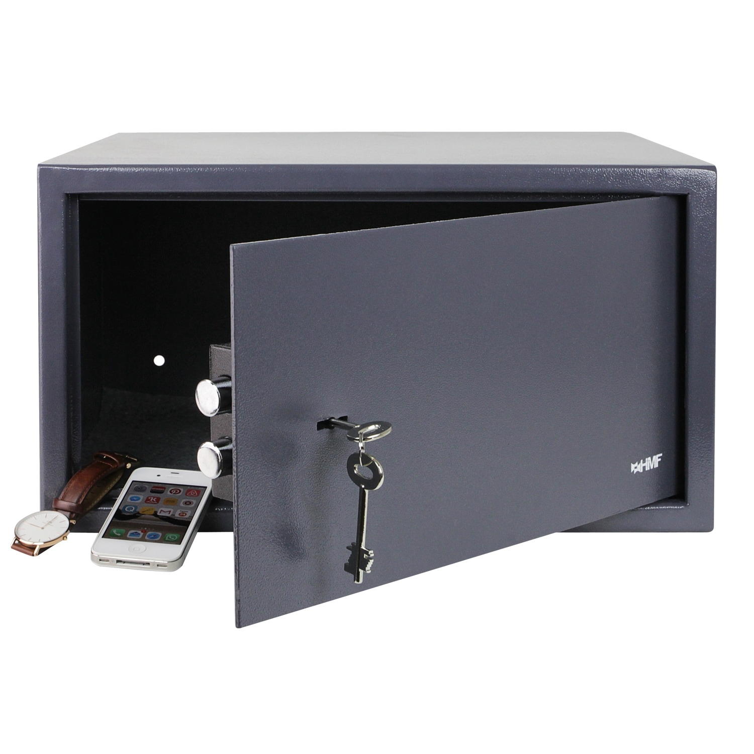 HMF 49204-11 Safe Tresor mit Schl&uuml;ssel, M&ouml;beltresor passend f&uuml;r Laptop und Ordner | 45 x 25 x 36,5 cm | Anthrazit - Bild 1