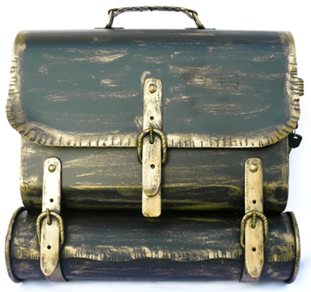 HMF 506 Briefkasten Antik SCHULRANZEN WNS, 36 x 41 x 8,5 cm, Gold 