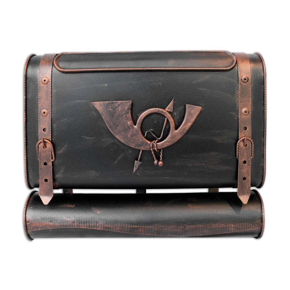 HMF 509 Briefkasten Antiker Koffer mit POSTHORN PH1, 38 x 45 x 10 cm, Kupfer | 04010537509200