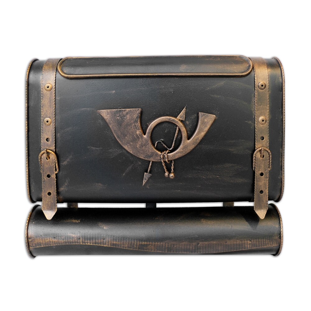 HMF 509 Briefkasten Antiker Koffer mit POSTHORN PH1, 38 x 45 x 10 cm, Gold - Bild 1