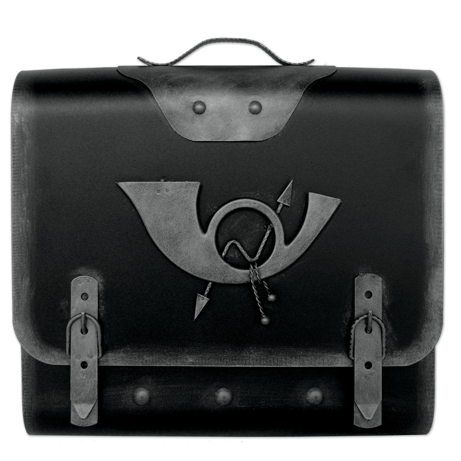 HMF 511Briefkasten Alter Schulranzen mit Posthorn PH3, 40 x 40 x 9 cm, Silber - Bild 1