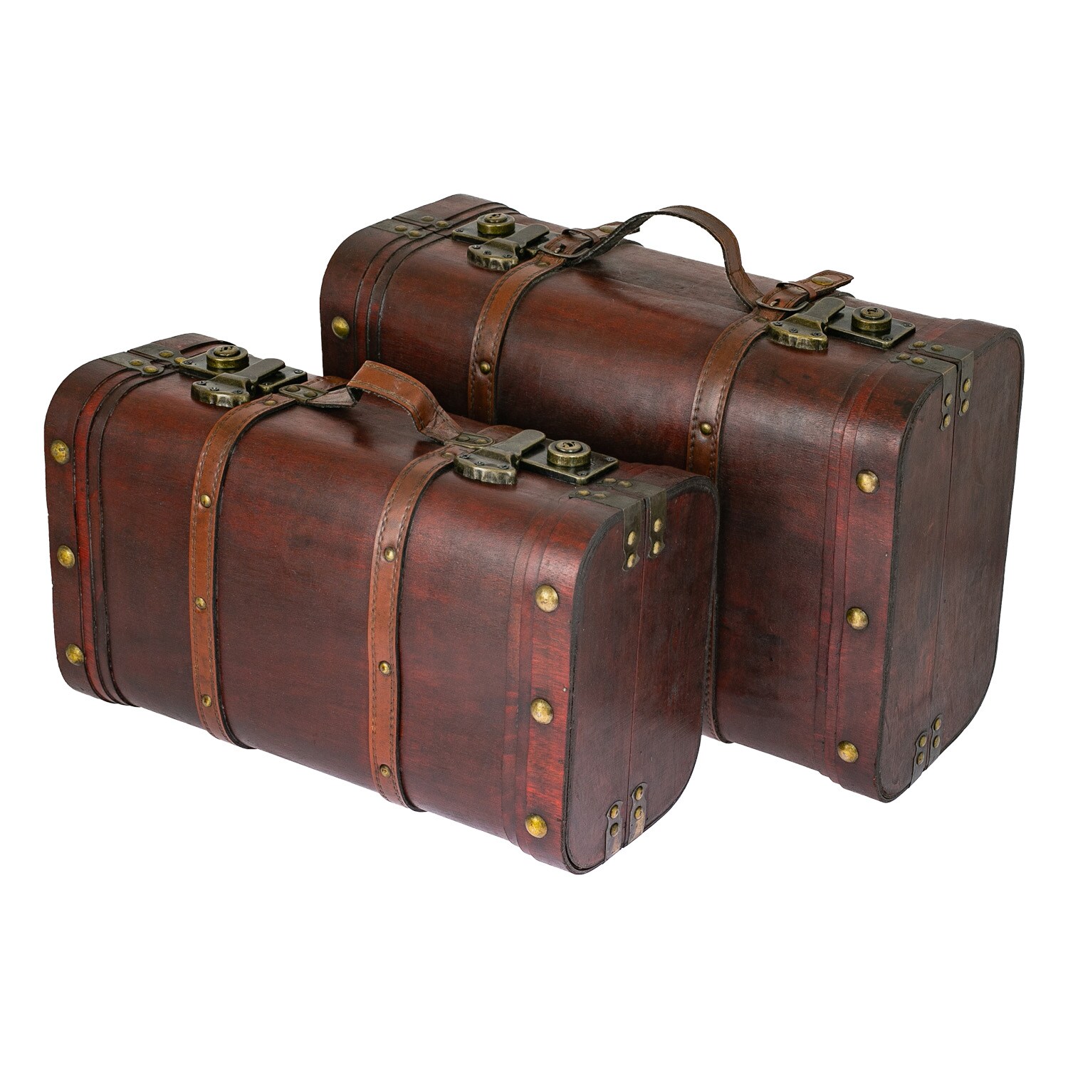 HMF 6412700 Schatztruhe aus Holz, Vintage Koffer, 2er Set, Versch. Größen, Peru | 04010537612702