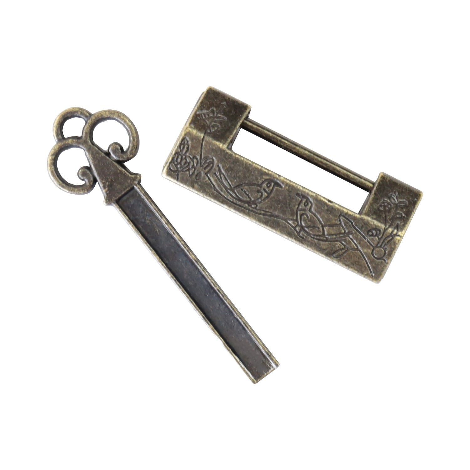 HMF 6491-VOG-23 Antikes Chinesisches Deko Vorh&auml;ngeschloss, Vogel, 4 x 1,8 x 1 cm, Gold - Bild 1