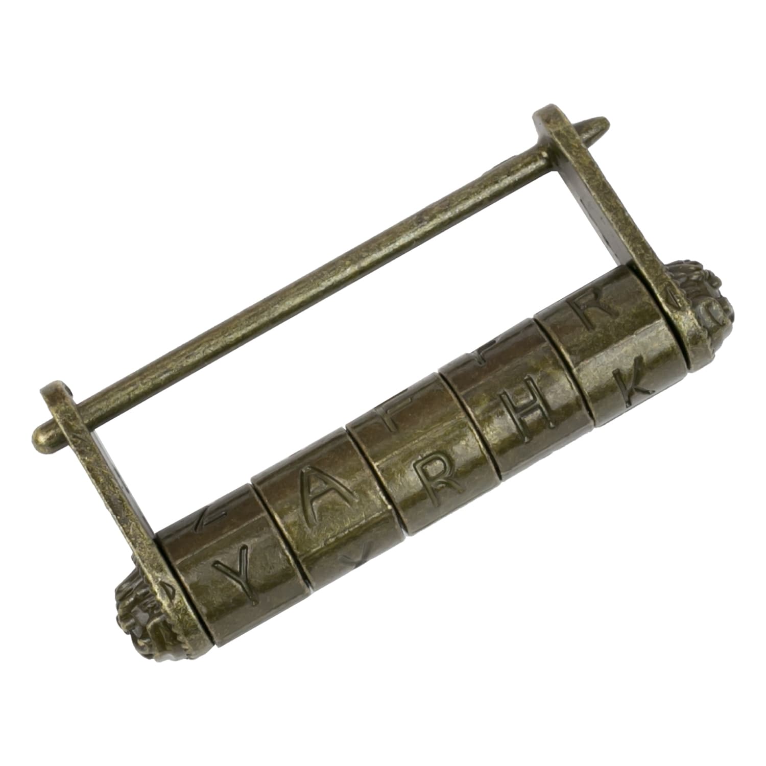 HMF Antikes chinesisches Zahlenschloss Vorh&auml;ngeschloss, Buchstaben, 8 x 3,5 x 1,5 cm, Gold - Bild 1