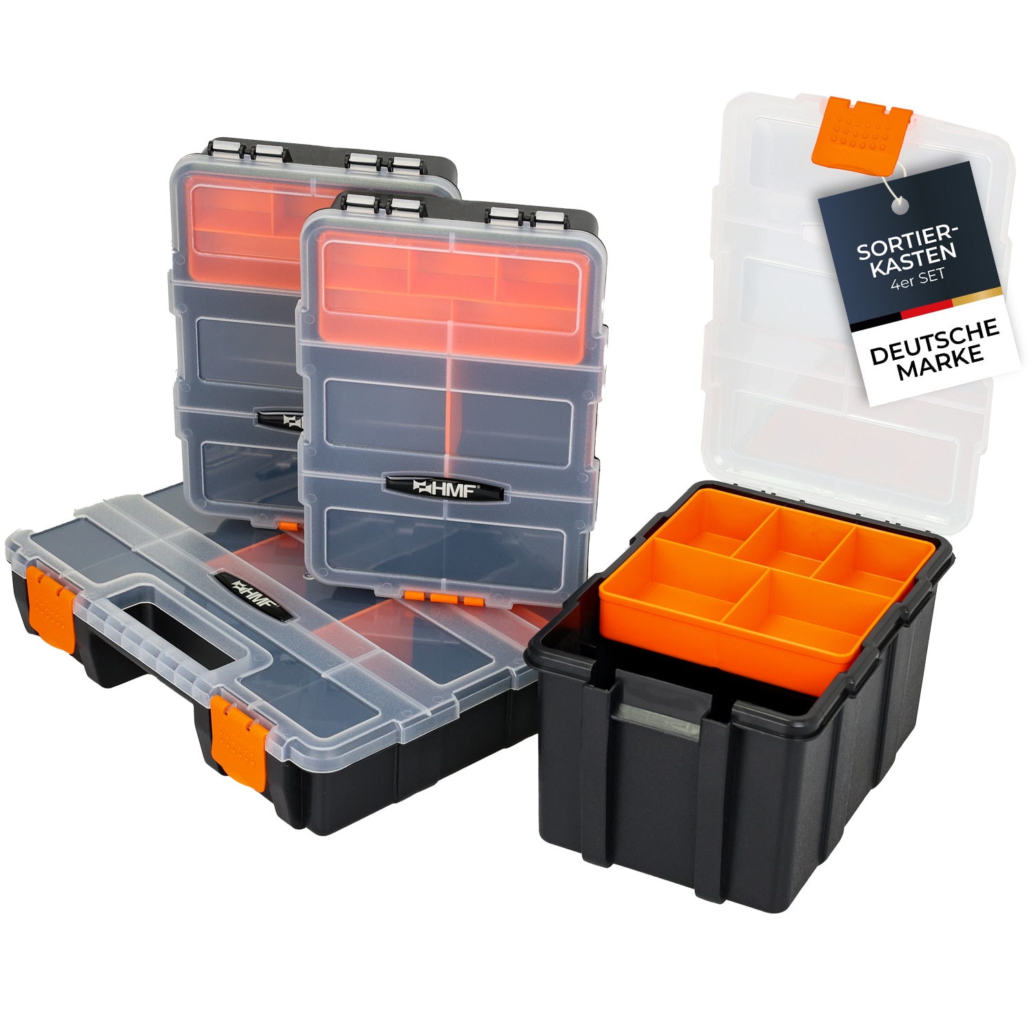 HMF Sortierbox 4-teilig leer, Sortimentskasten f&uuml;r Werkzeug und Kleinteile - Bild 1