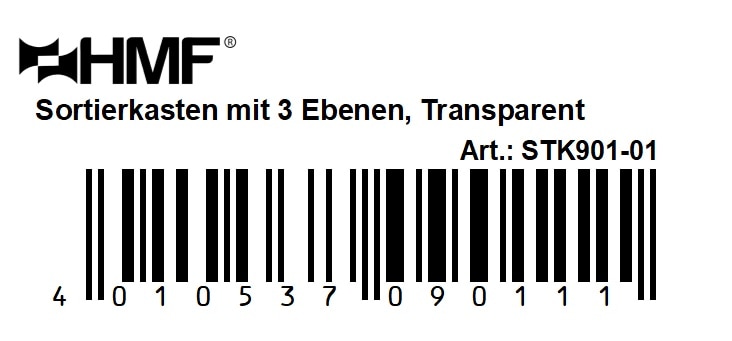 HMF N&auml;hkasten, 3 Ebenen, Sortierbox  36,5 x 20,5 x 16 cm, Transparent - Bild 1