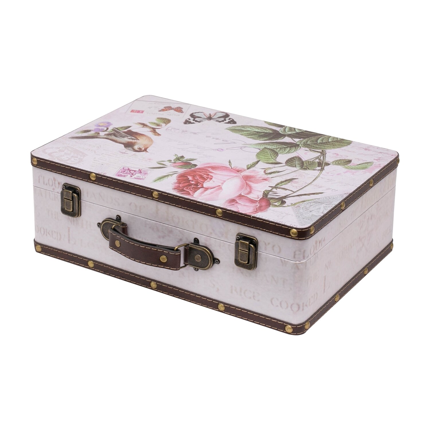 HMF VKO102 Vintage Koffer aus Holz, 38 x 26 x 13 cm, Deko Rose - Bild 1