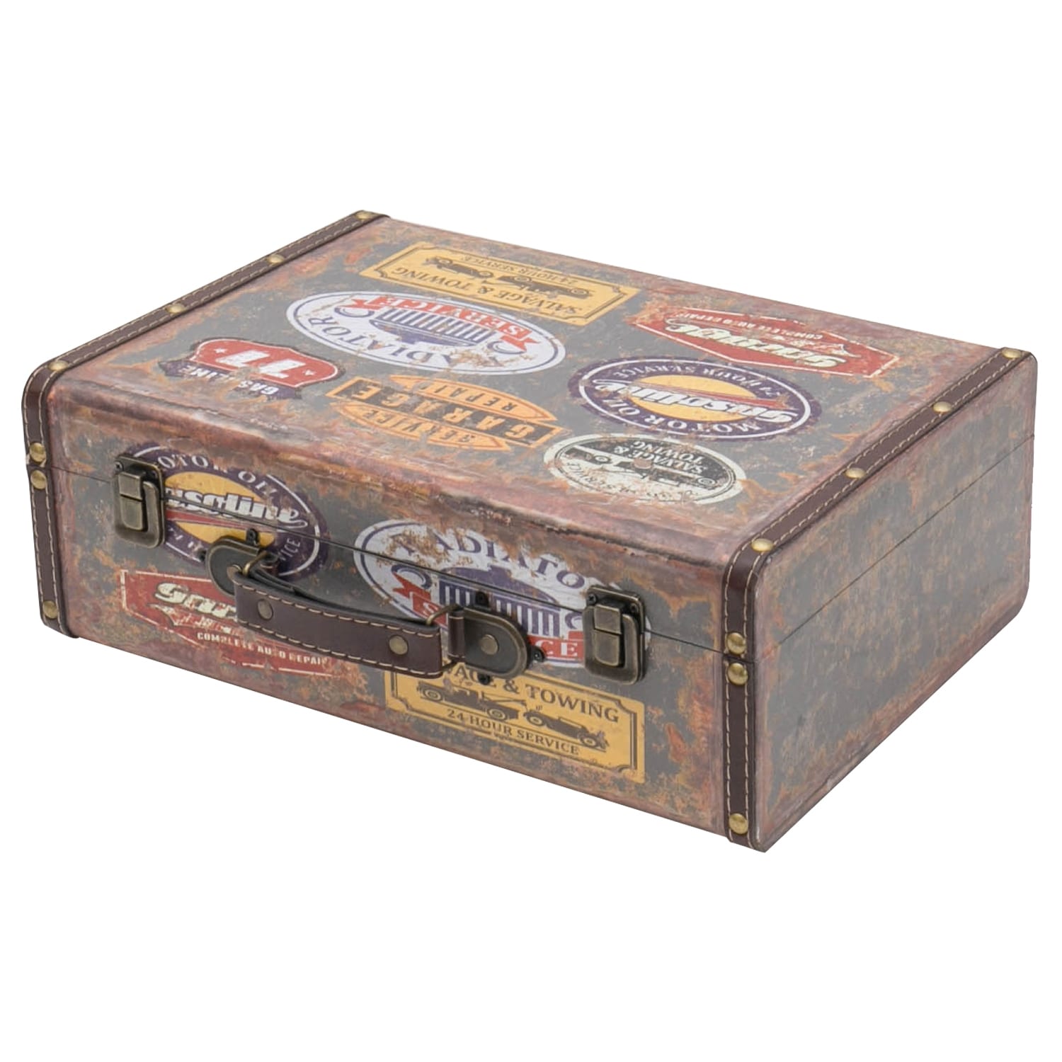 HMF VKO107 Vintage Koffer aus Holz, 38 x 26 x 13 cm, Deko Garage - Bild 1