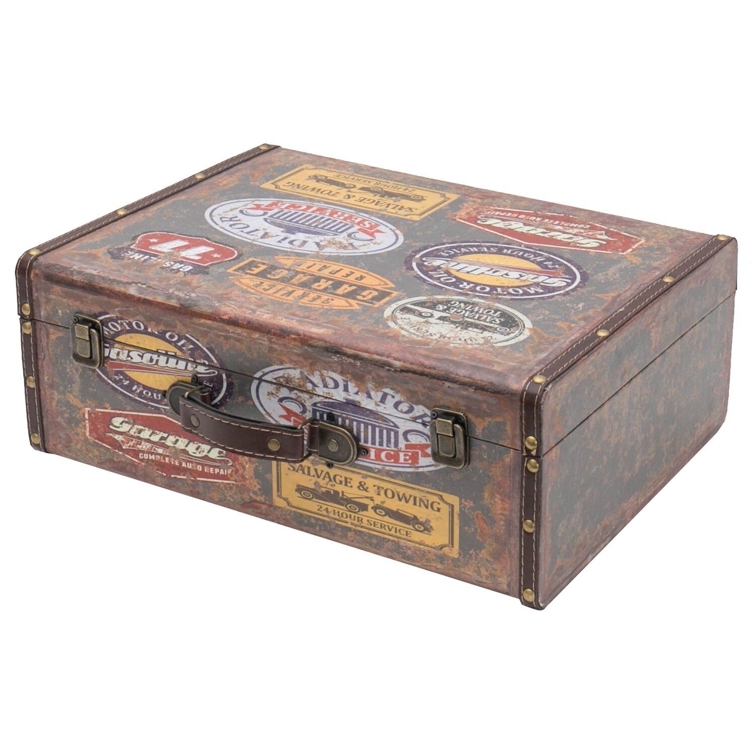 HMF VKO107 Vintage Koffer aus Holz, 44 x 32 x 16 cm, Deko Garage | 04010537643720