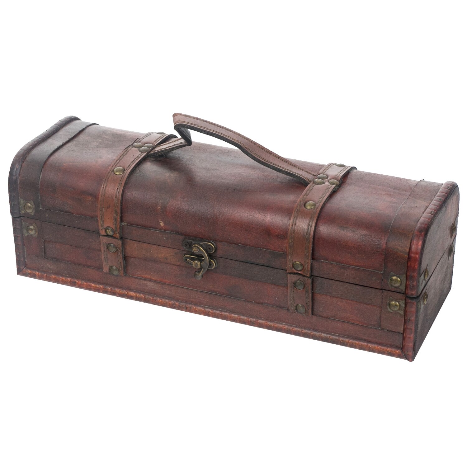 HMF Vintage Deko Geschenkbox mit Deckel aus Holz, für 1 Flasche Wein, Querformat, Spanien | 04010537651831