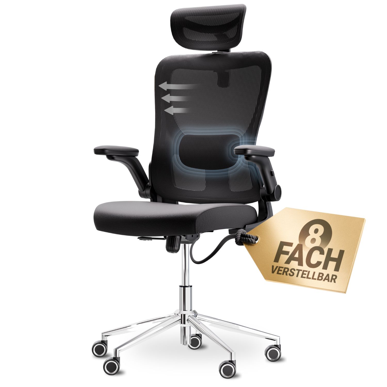 LUTIVO Bravo B&uuml;rostuhl Ergonomisch &ndash; Schwarz - Bild 1