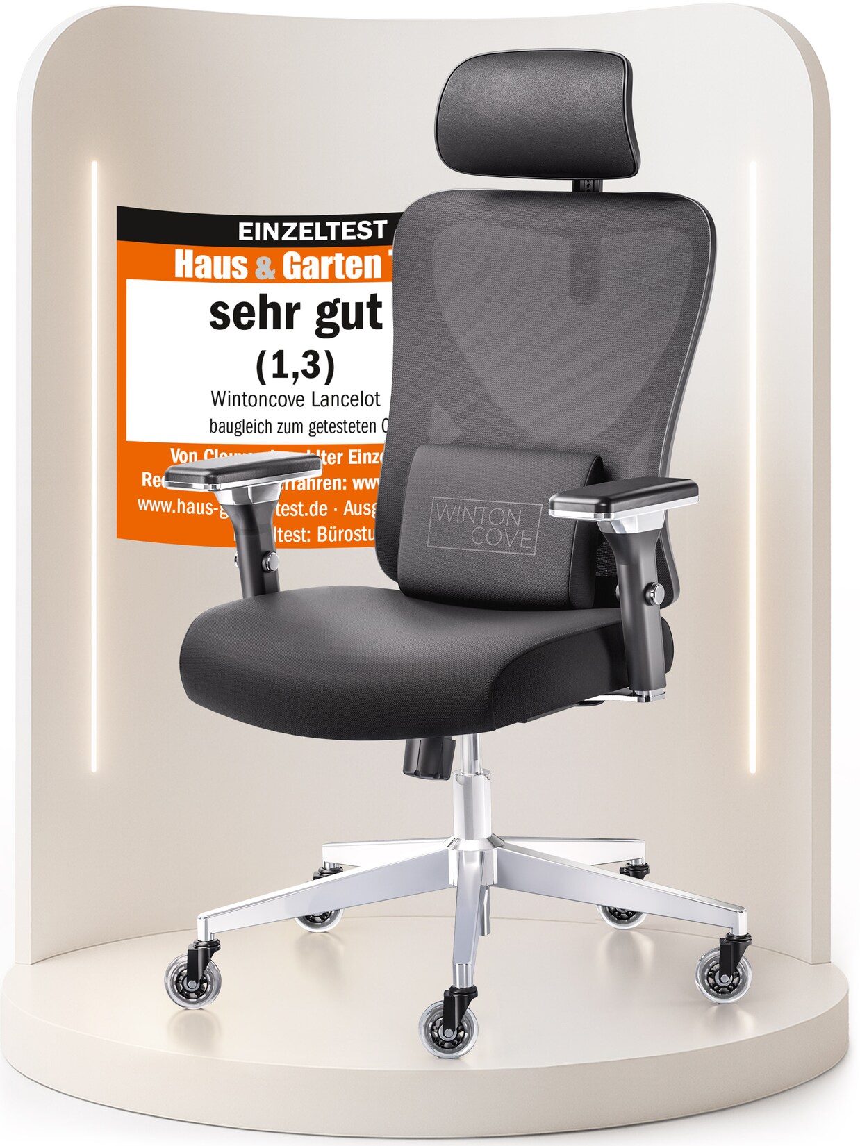 WINTONCOVE Lancelot Bürostuhl Ergonomisch – Schwarz | 04262477560272