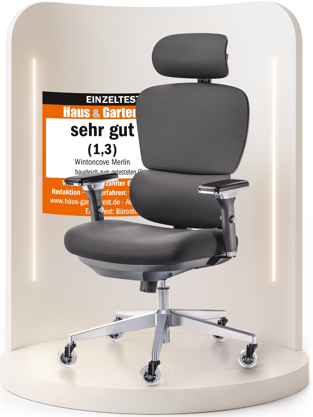 WINTONCOVE Merlin Bürostuhl Ergonomisch – Schwarz | 04262477560289