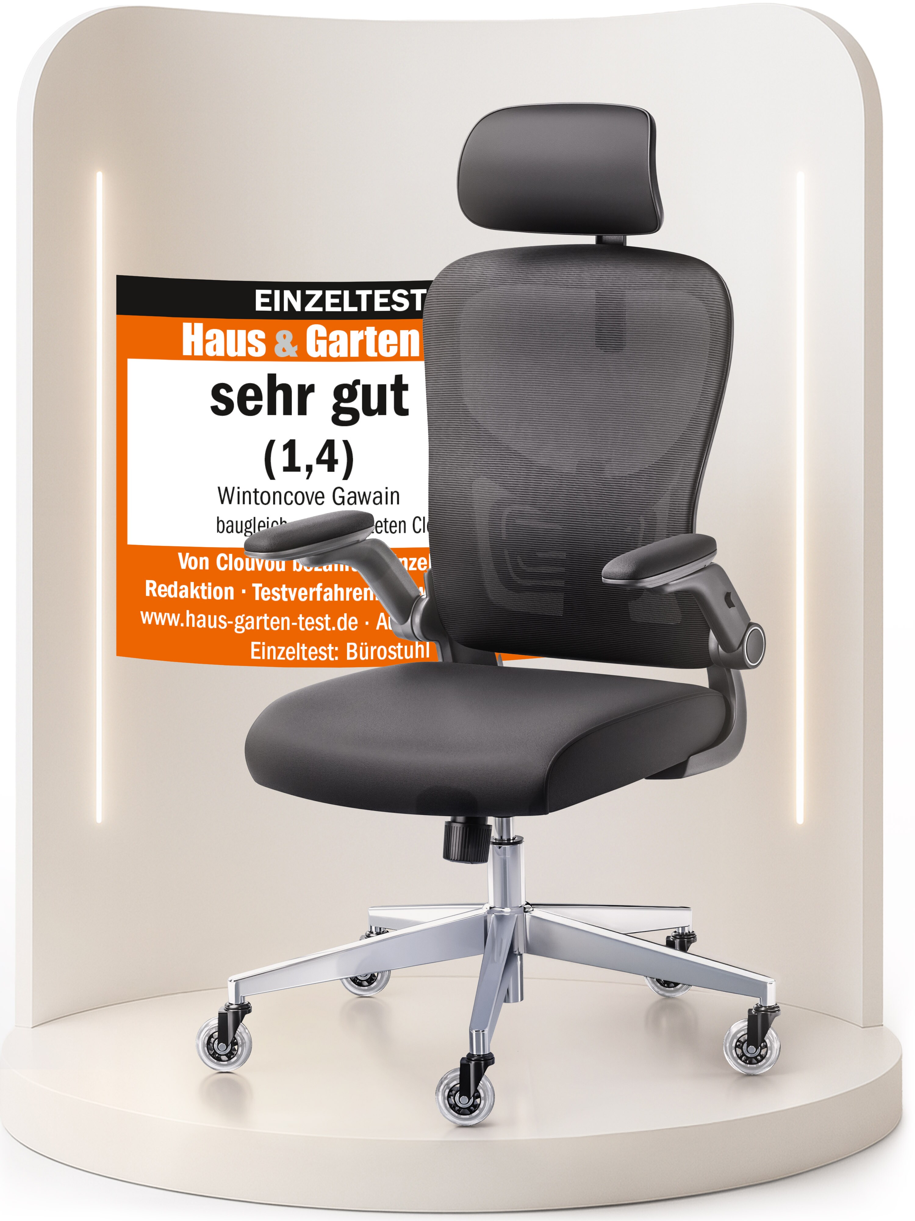 WINTONCOVE Gawain B&uuml;rostuhl Ergonomisch &ndash; Schwarz - Bild 1