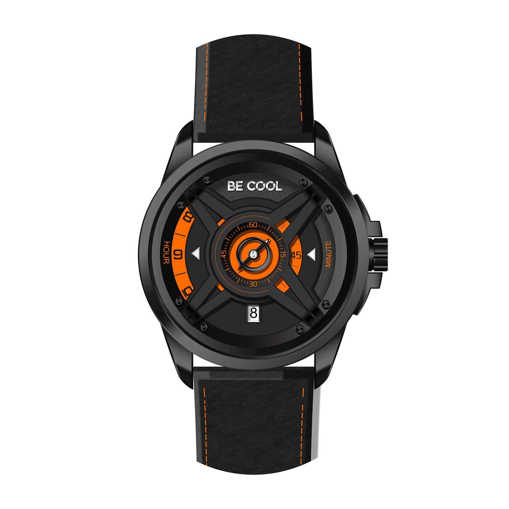 BE COOL Armbanduhr schwarz/orange BCW02SO | 09005151002553