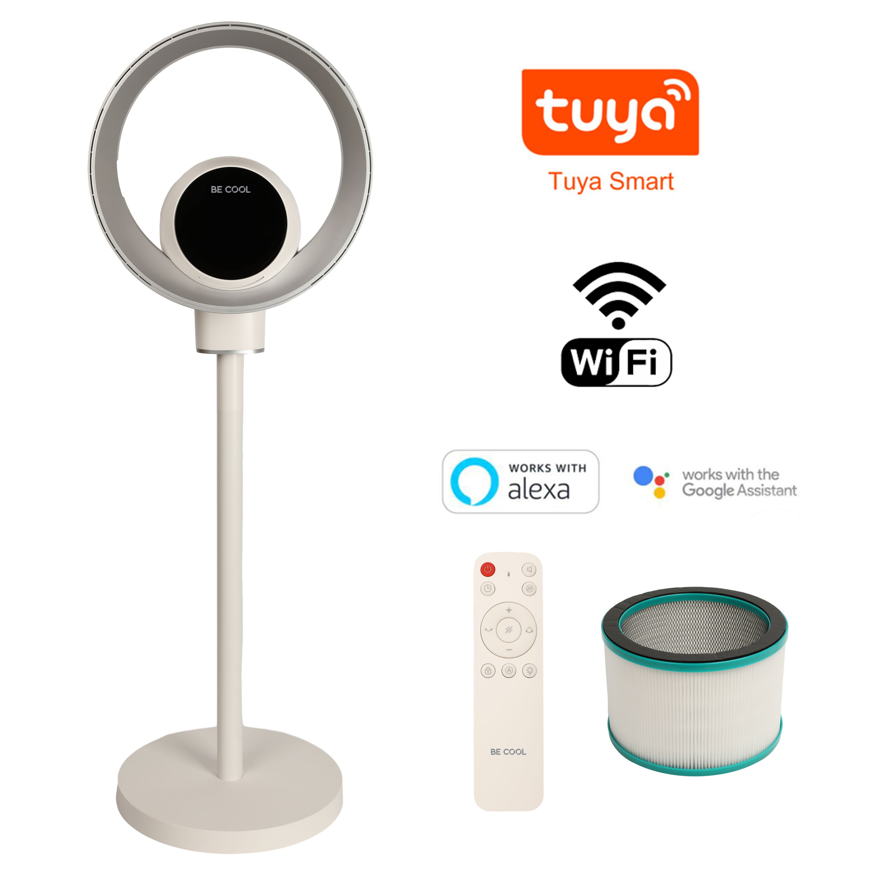 BE COOL Design-Standventilator mit Luftreiniger und WiFi BCBFLWiFi01 - Bild 1